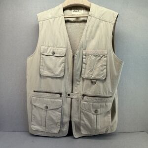 Vtg Eddie Bauer Mens XL Vest Khaki Tan Fishing Travel Safari Utility Gorpcore